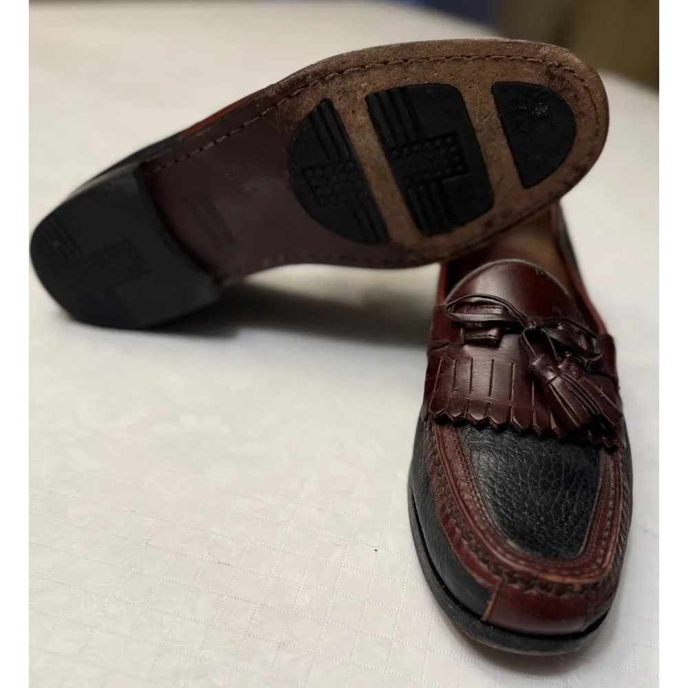 Johnston & Murphy Men Tassel Kiltie Loafers 10.5M Two Tone Brownish Black Preppy